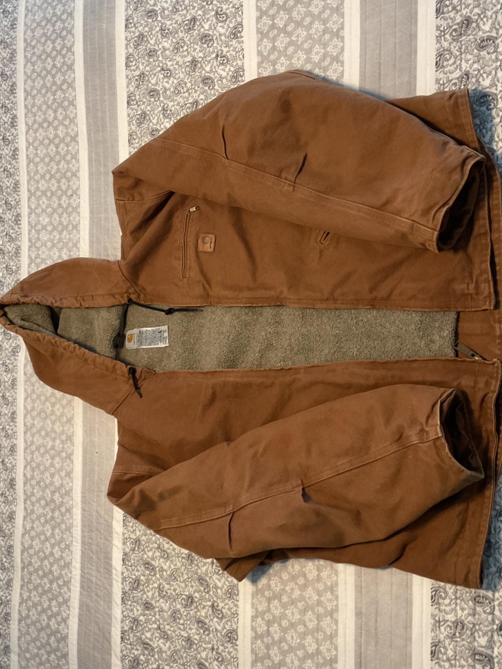 Carhartt Men's Rugged Brown Hooded Field Jacket